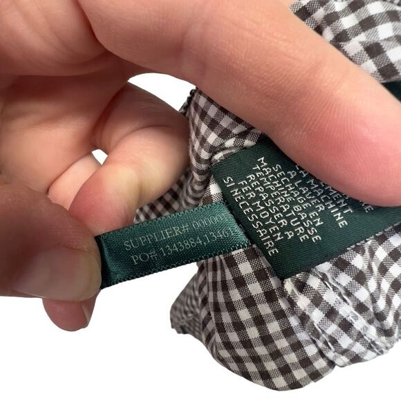 Lauren Ralph Lauren Button Up Top Womens  Size M Plaid Flip Cuff Black green tag - Picture 16 of 16